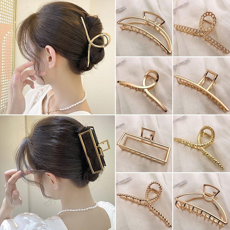 Hair Claw Clip Set - Pince à cheveux en métal doré