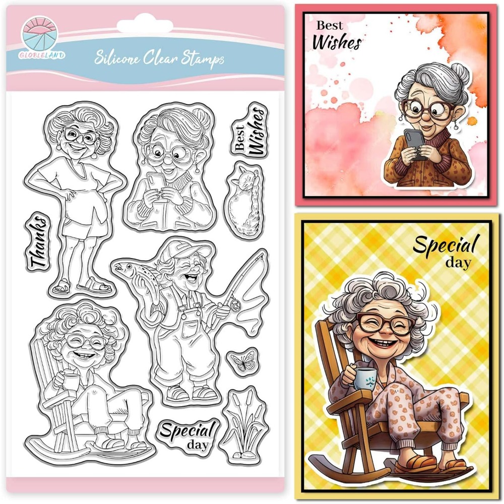 Women Accessories Clearance - Timbres transparents souriantes pour vieille dame,